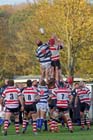 Battle of the No. 5s Tynedale's Andy Buist and Rosslyn Park's Richard Boyle at Tynedale Park, Corbridge, Northumberland. Photo: David T. Hewitson/Sports for All Pics